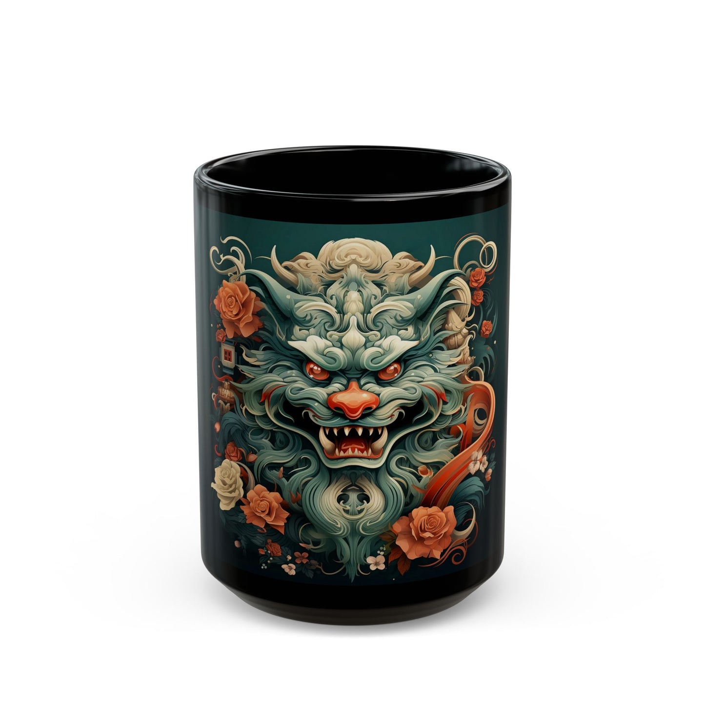 Mug with dragon design on a white background
