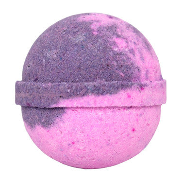 Pink and purple bath bomb on a white background