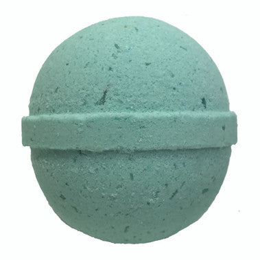 Green bath bomb on a white background