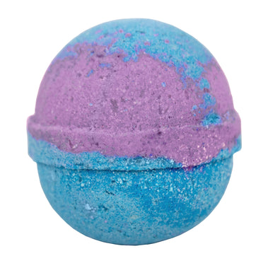 Purple and blue bath bomb on a white background