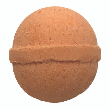 Terracotta-colored bath bomb on a white background