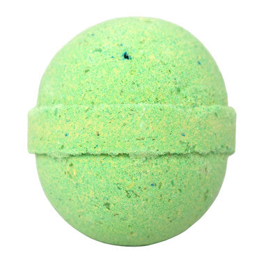 Green bath bomb on a white background