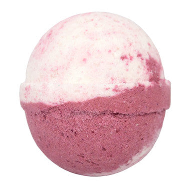 Bath bomb with pink and white gradient on a white background