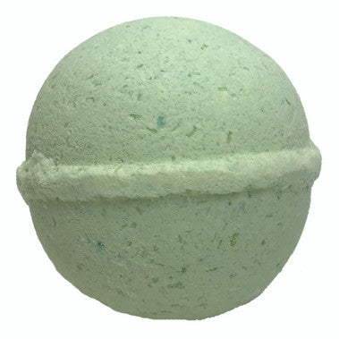 Green bath bomb on a white background