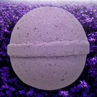 Purple bath bomb with a purple background